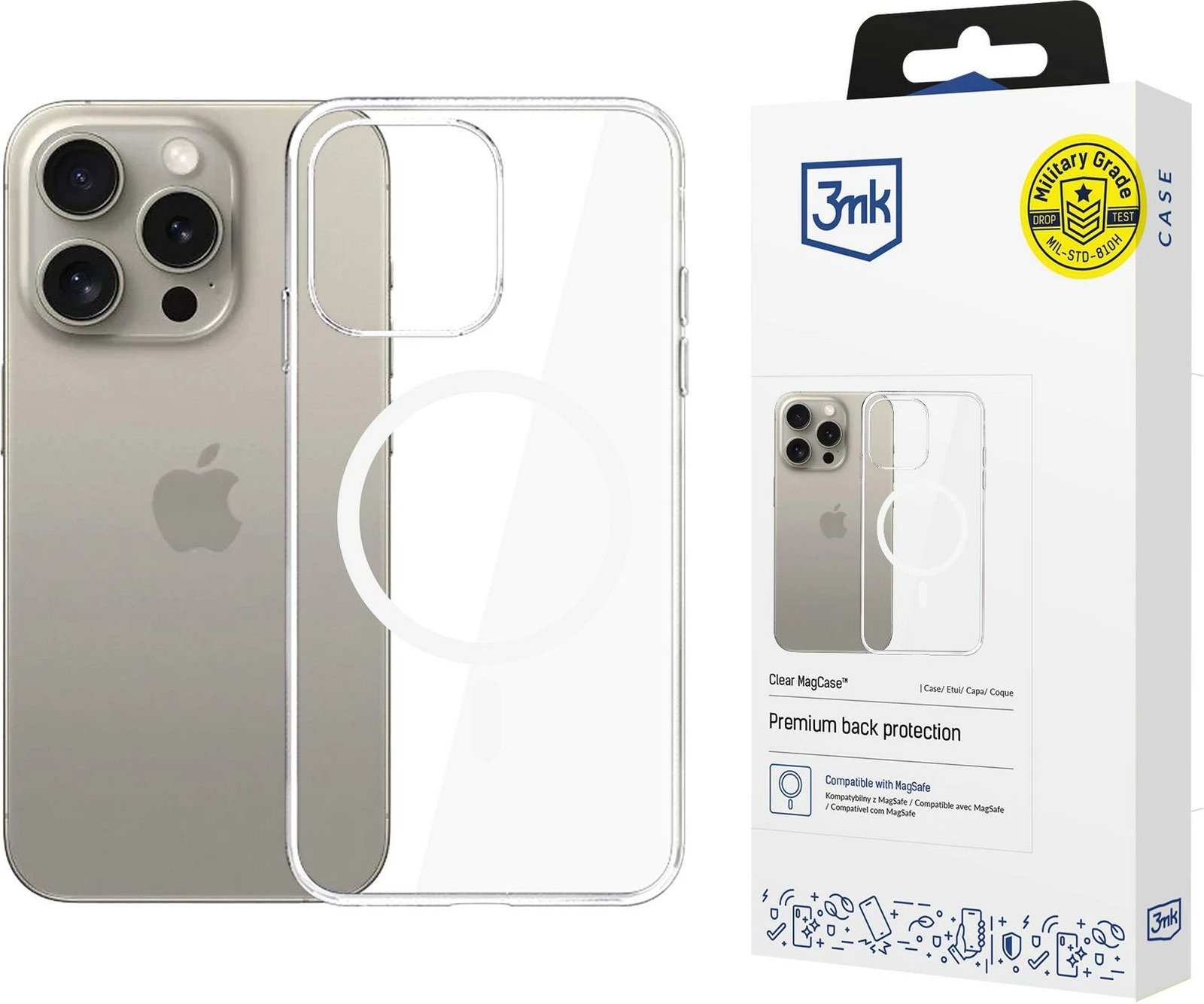 Mbështjellës 3mk MagCase për iPhone 15 Pro, Transparent