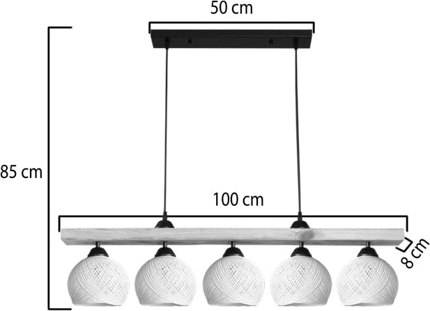 Llambë tavani pesë-dritëshe Salote E27, ngjyrë kafe-krem, 100x18x24cm