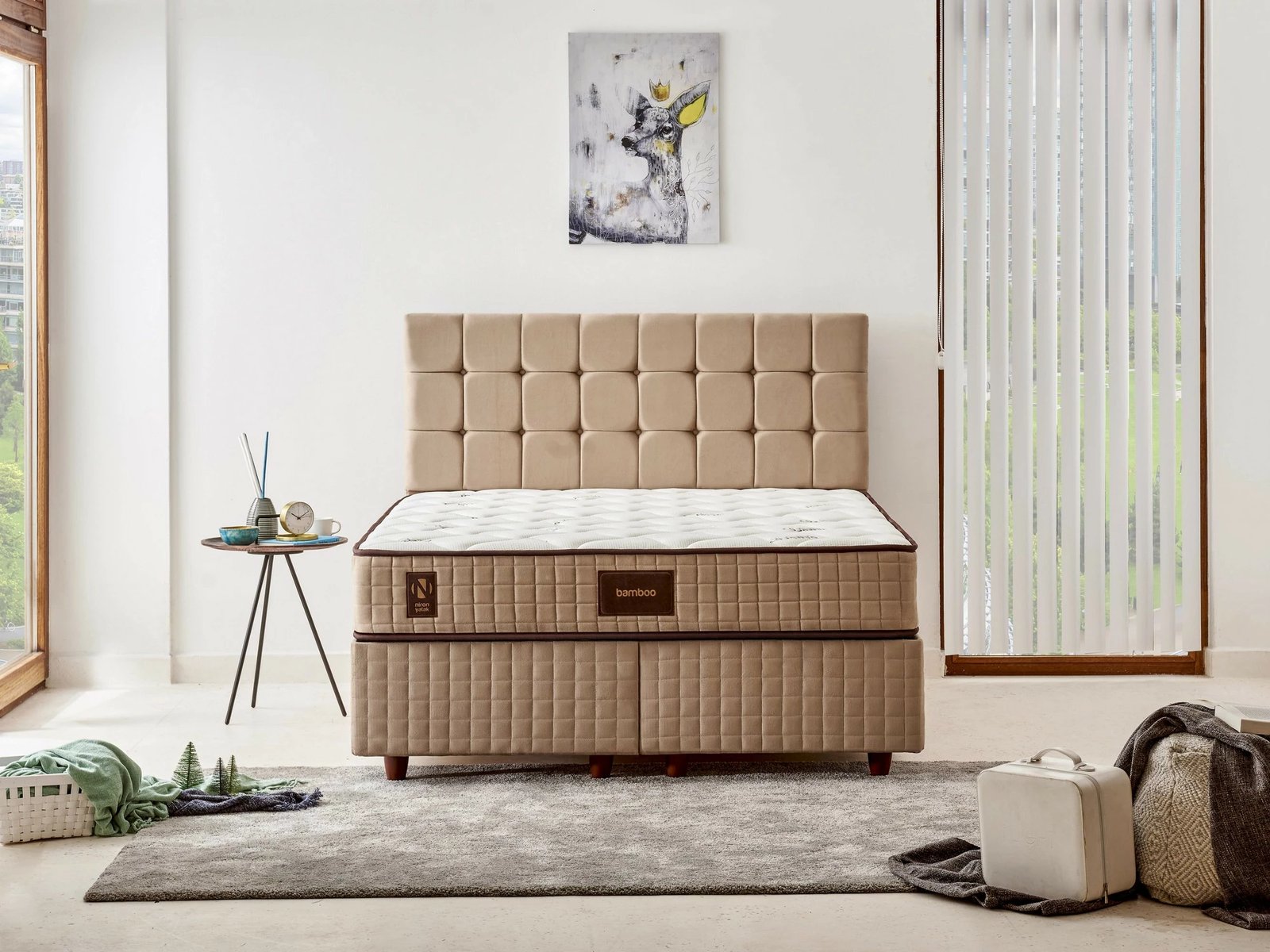 Dyshek dopio Skye Decor, bambu, 140x190 cm, fortësi mesatare
