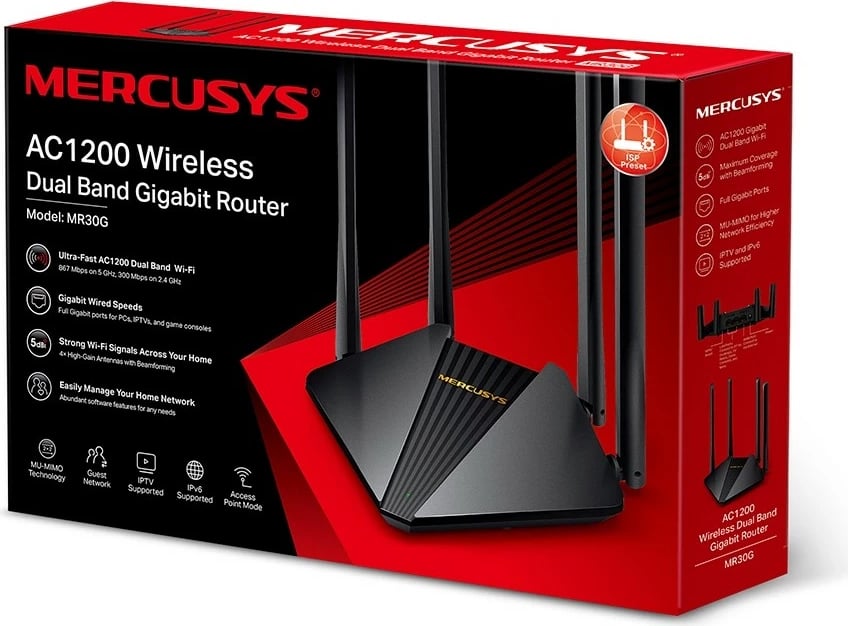 Router Mercusys MR30G AC1200, Dual Band, 1WAN 2LAN, i zi