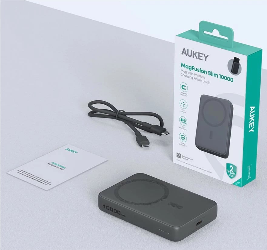 Power bank AUKEY PB-MS04 MagFusion Slim 10000mAh, MagSafe, 20W, Gri