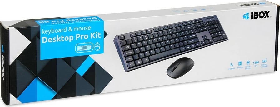 Set tastierë + maus iBOX DESKTOP KIT PRO ikms606w, pa tela, e zezë Set tastierë + maus iBOX DESKTOP KIT PRO ikms606w, pa tela, e zezë