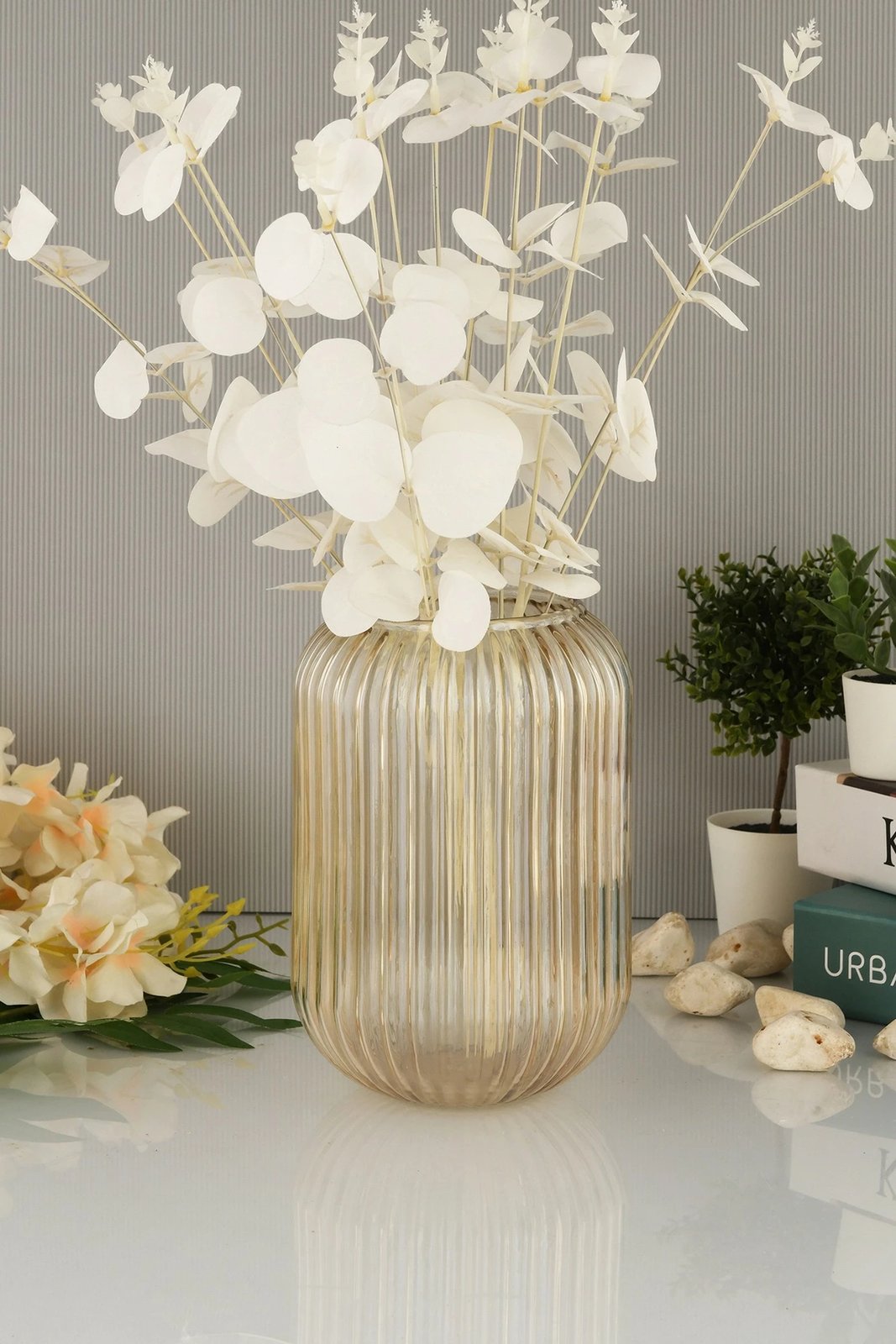 Vazo dekorative prej qelqi, ngjyrë ari, Aberto Design Line D20B