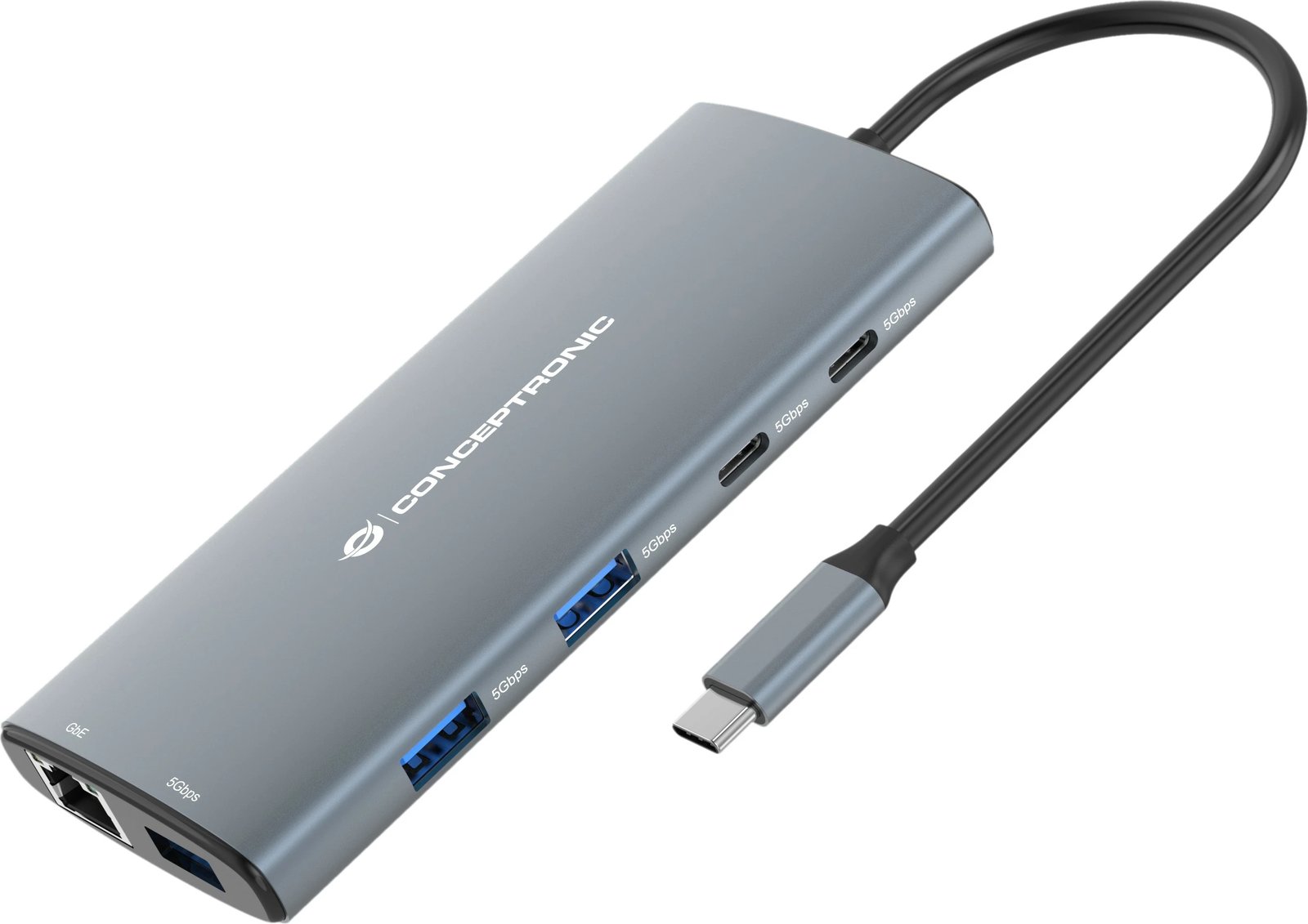 Dock Conceptronic 10-1 USB-C HDMI 2xUSB-C 3xUSB-A 20cm gri