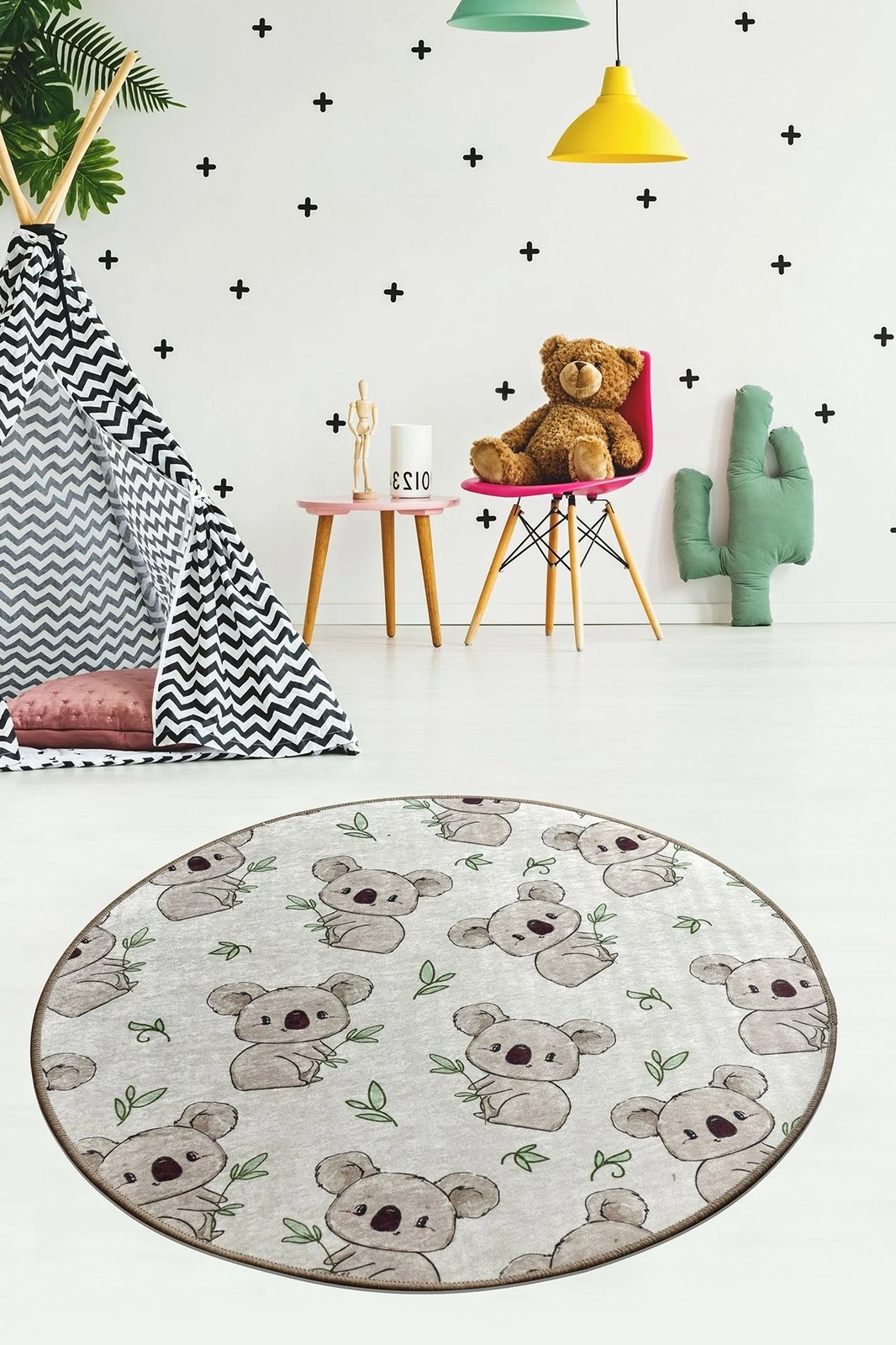 Qilim i rrumbullakët, model koala, shumëngjyrësh, 100 cm