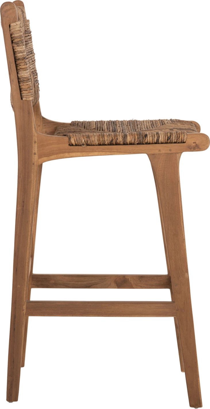 Karrige për bar WALTER FH9841 dru teak natyral-rush matt 46x55x105Hcm.