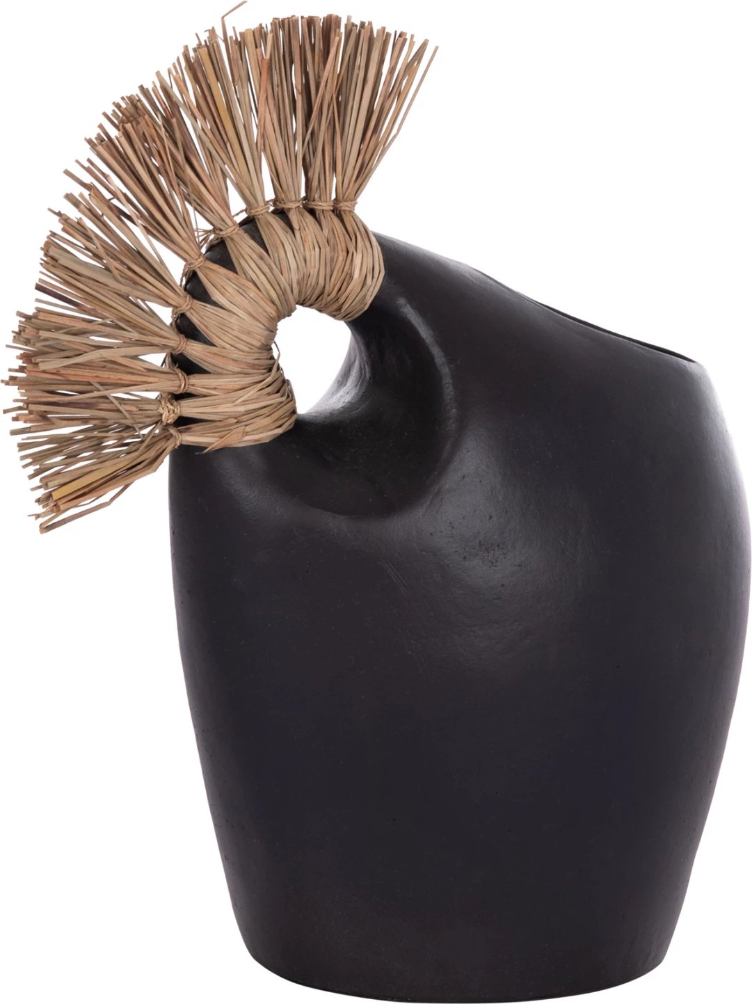 Vazo dekorative tavoline ALICA2, terrakotë e zezë, bar i thatë, 44x18x50Hcm