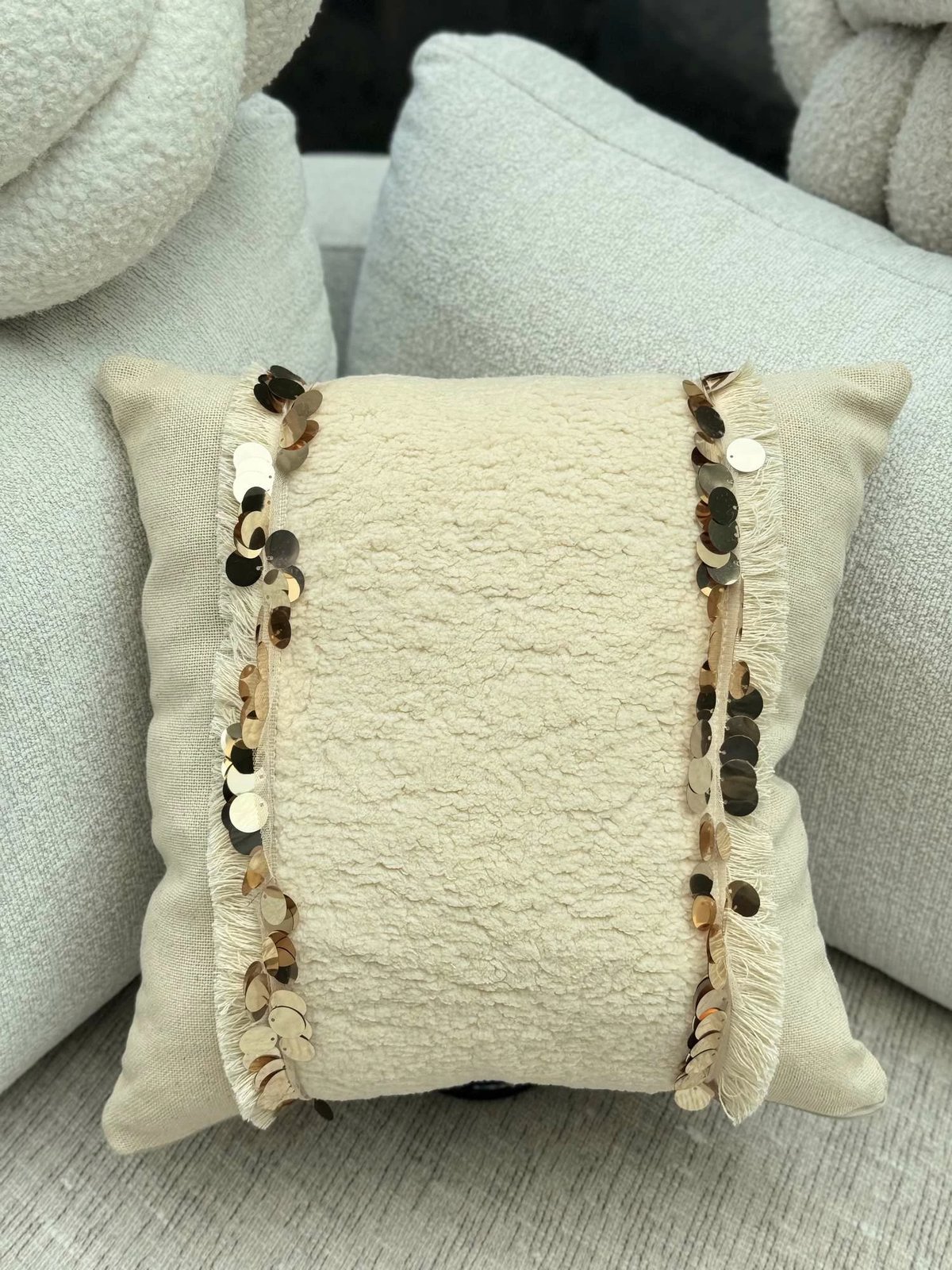 Jastëk dekorativ, mbulesë bezhë, KET009, 43x43cm