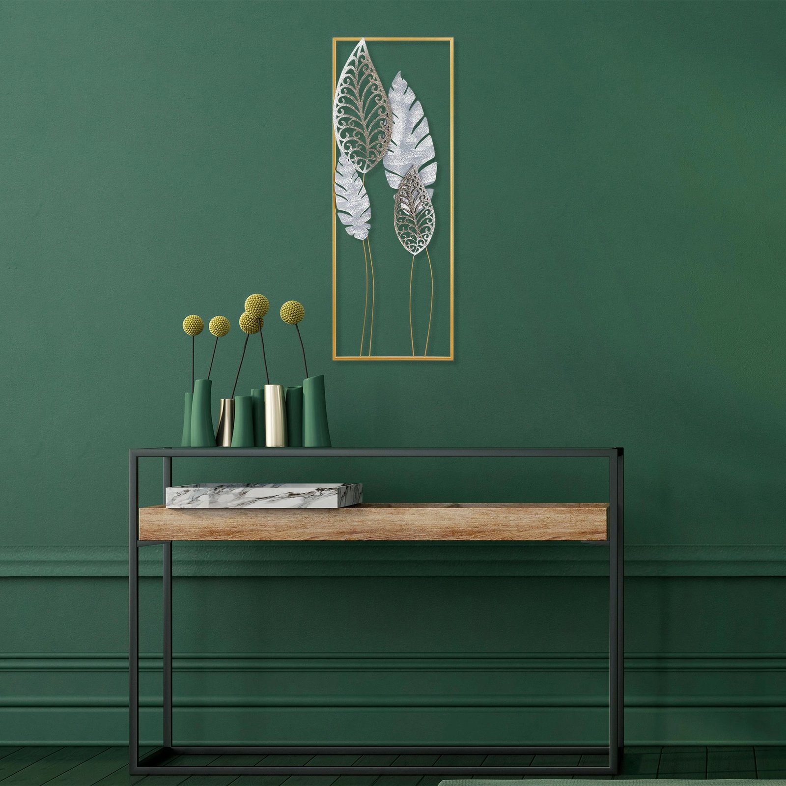 Aksesor dekorativ metalik për mur, Wallity, Nezgep, shumëngjyrësh, 32x90x5cm