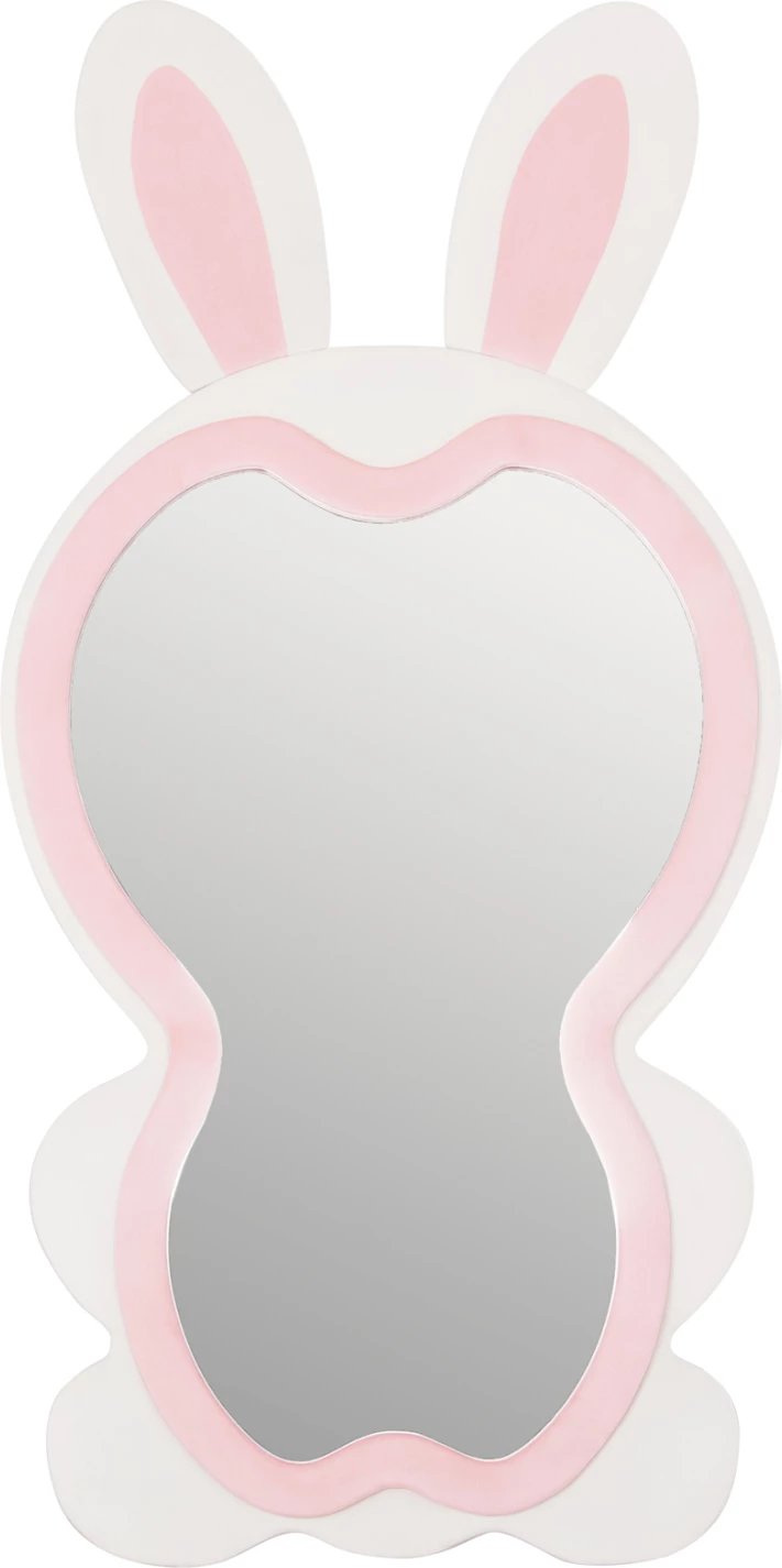 Pasqyrë për fëmijë në formë lepuri, MDF, ngjyrë rozë dhe bardhë, FH4489.01, 80x162 cm.