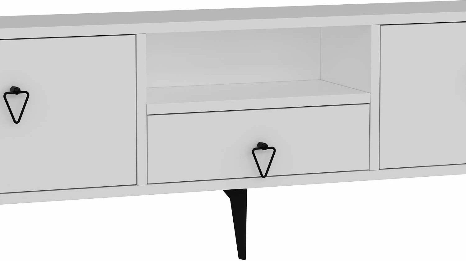 Komodë TV Skye Decor, e bardhë/zezë, 1302-DROP-1