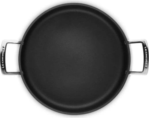Sauteuse jo-ngjitëse Le Creuset 51113280010500 28 cm me kapak qelqi, e zezë