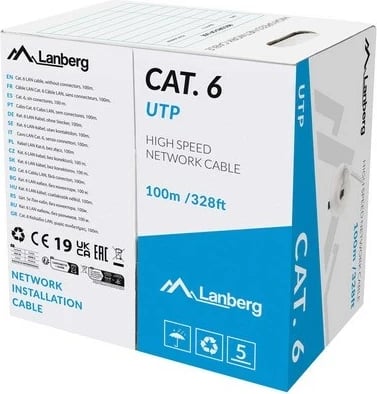 Kabllo rrjeti Lanberg LCU6-11CU-0100-S Cat6, 100m, UTP, Gri