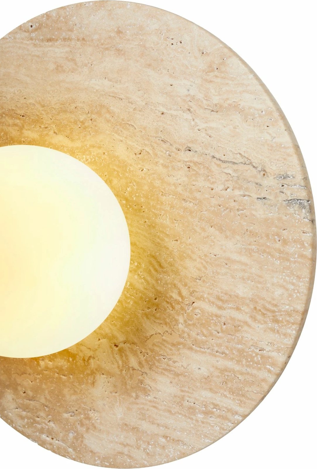 Llambë muri Opviq, Tor-Nun, trup travertini, kapak qelqi, bezhë dhe e bardhë