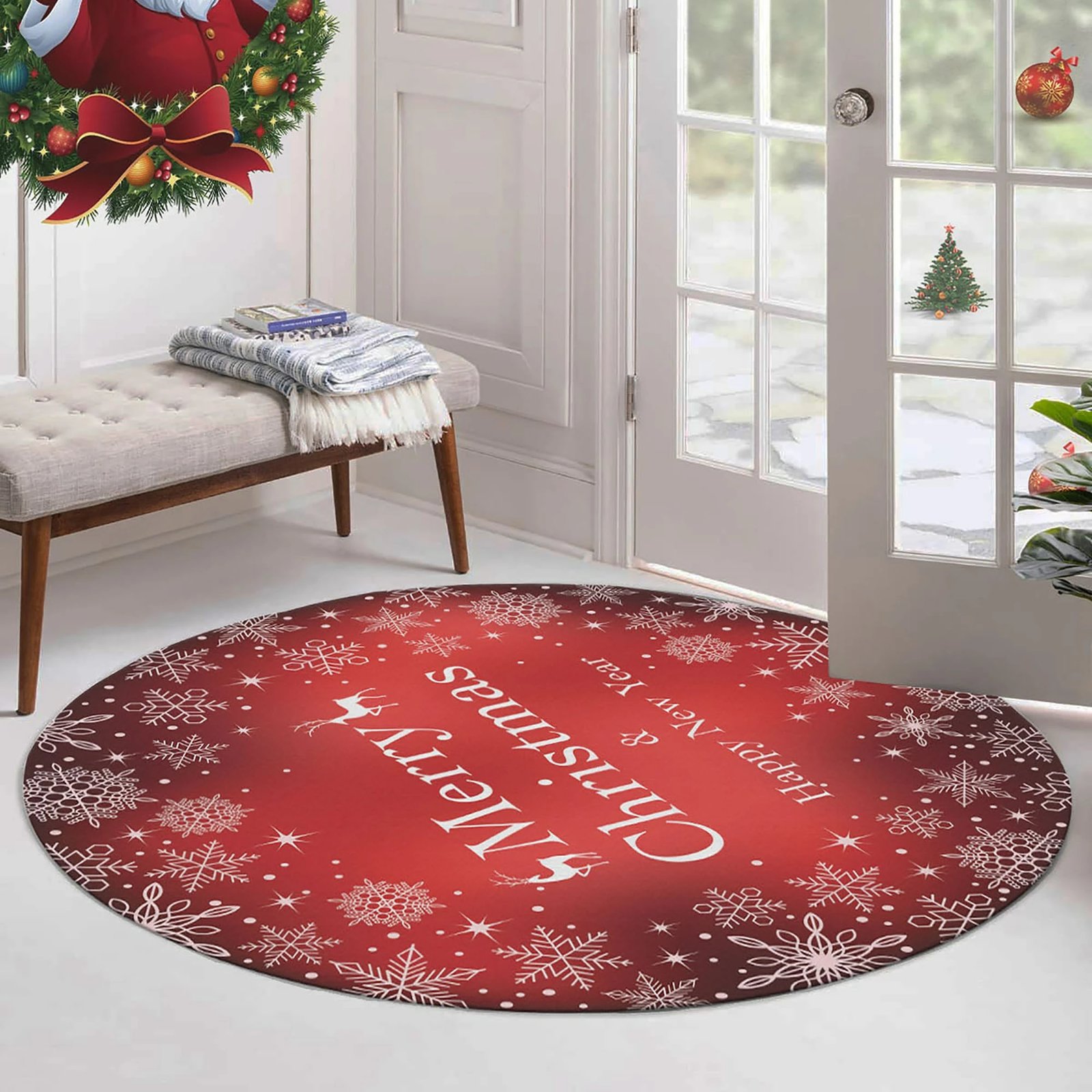 Qilim i rrumbullakët, ngjyrë e kuqe dhe e bardhë, Conceptum Hypnose, Woopamuk455, 80cm