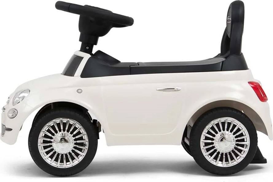 makinë ride-on fëmijësh, Milly Mally FIAT 500, me tinguj dhe borí, sedilje me mbështetëse dhe hapësirë ruajtjeje, 12–36 muaj, e kuqe