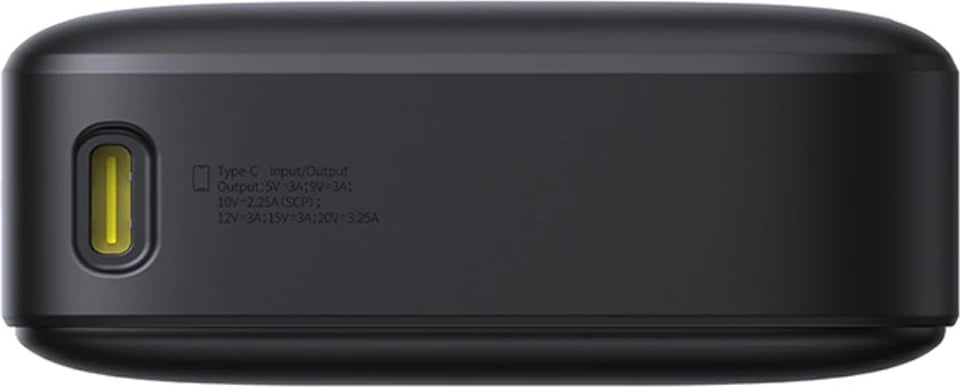 Powerbank Baseus Free2Pull 20000mAh, 65W, me kabllo USB-C të tërheqshme, e zezë