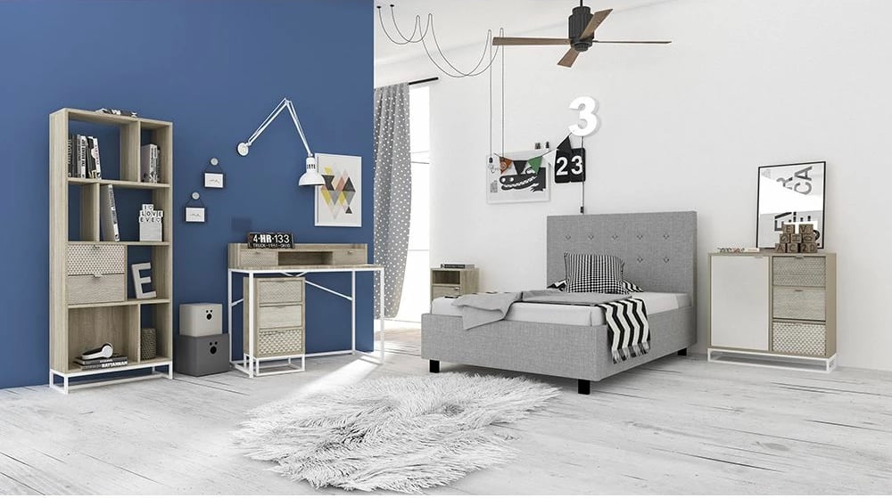 Tavolinë pune Nak me 2 sirtarë, sonoma me dizajn, 100x50x88.5