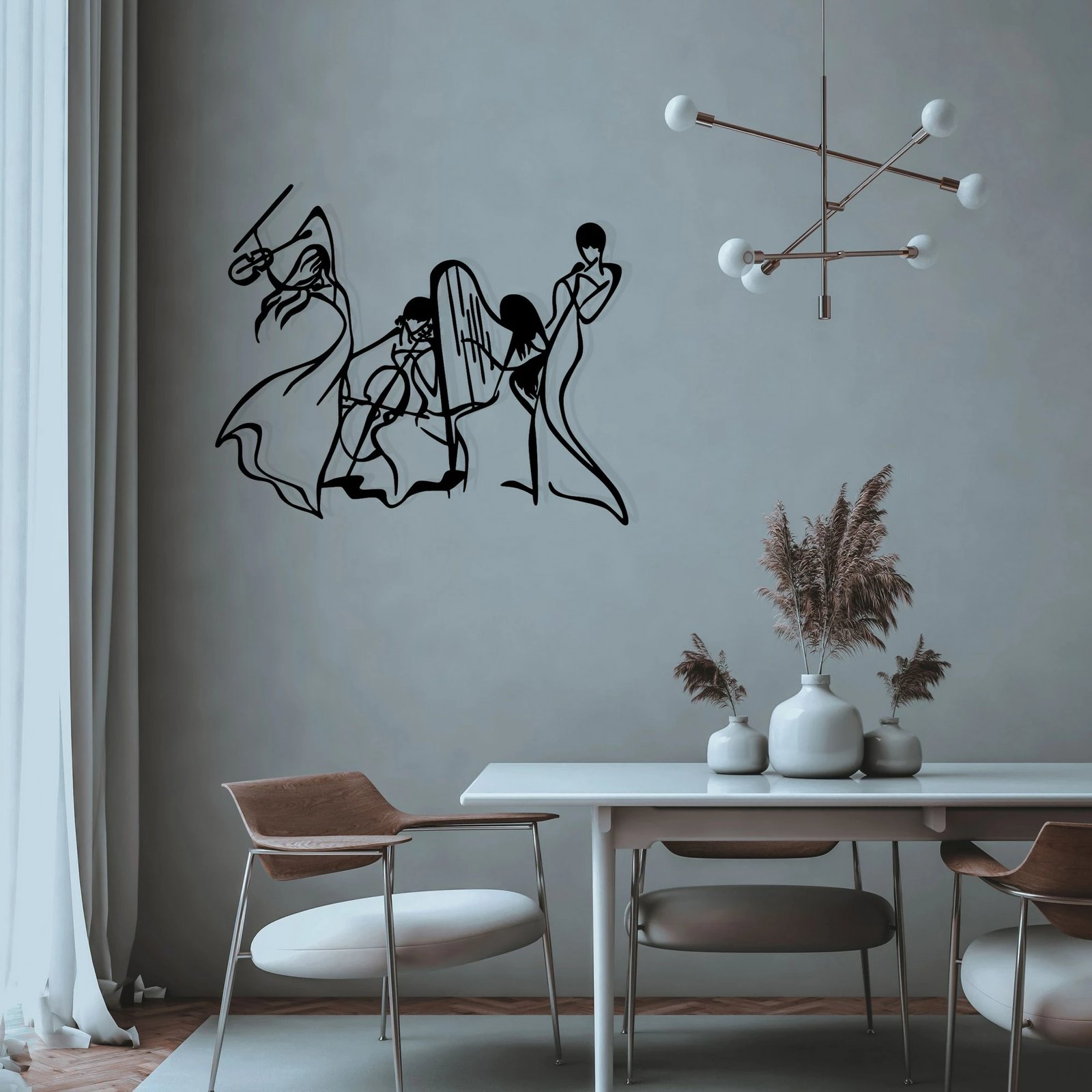 Aksesor dekorativ metalik për mur, Wallity Alba M, ngjyrë e zezë, 94x78cm