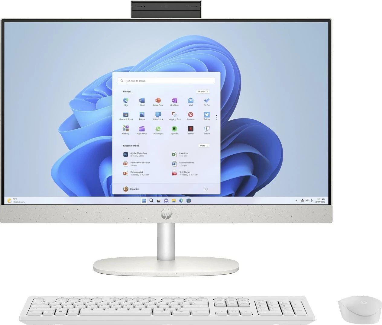 Kompjuter HP AiO 24-cr0312nw, Ryzen 5 7520, 23.8" FHD, 16GB RAM, 512GB SSD, Bardhë