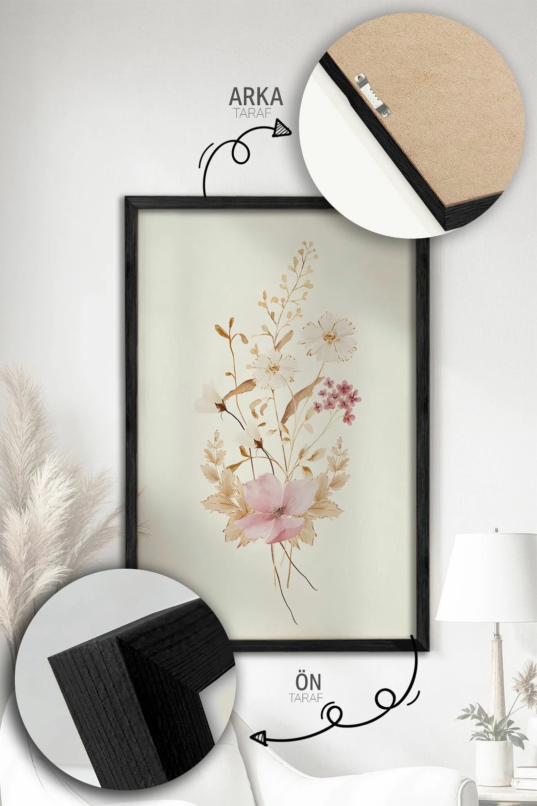 Pikturë dekorative me kornizë (3 copë), Wallity, Artvmodel19-Siyah