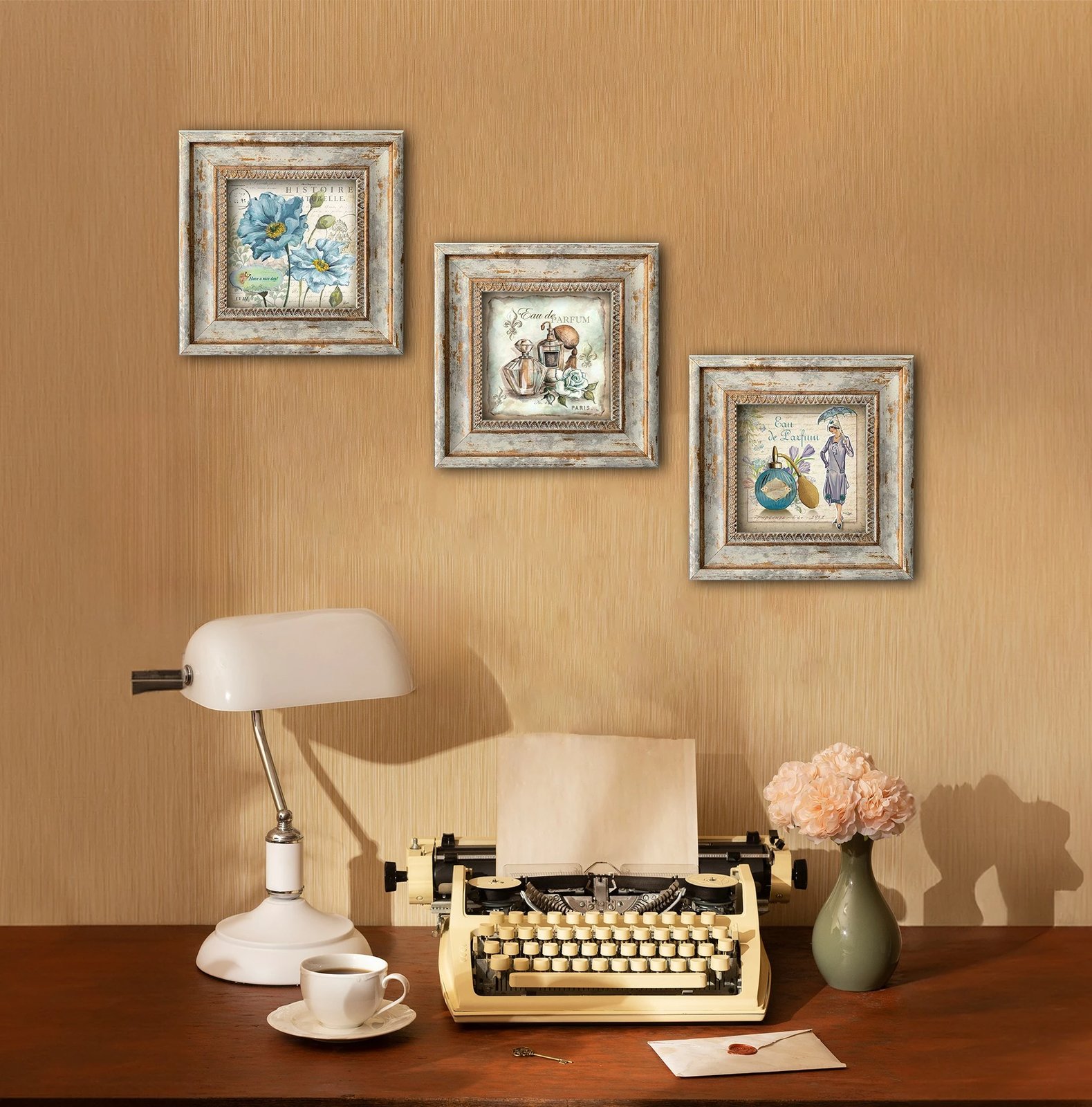 Set pikturash dekorative me kornizë MDF, shumëngjyrëshe, Wallity Huhu319, 3 copë, 30x30cm