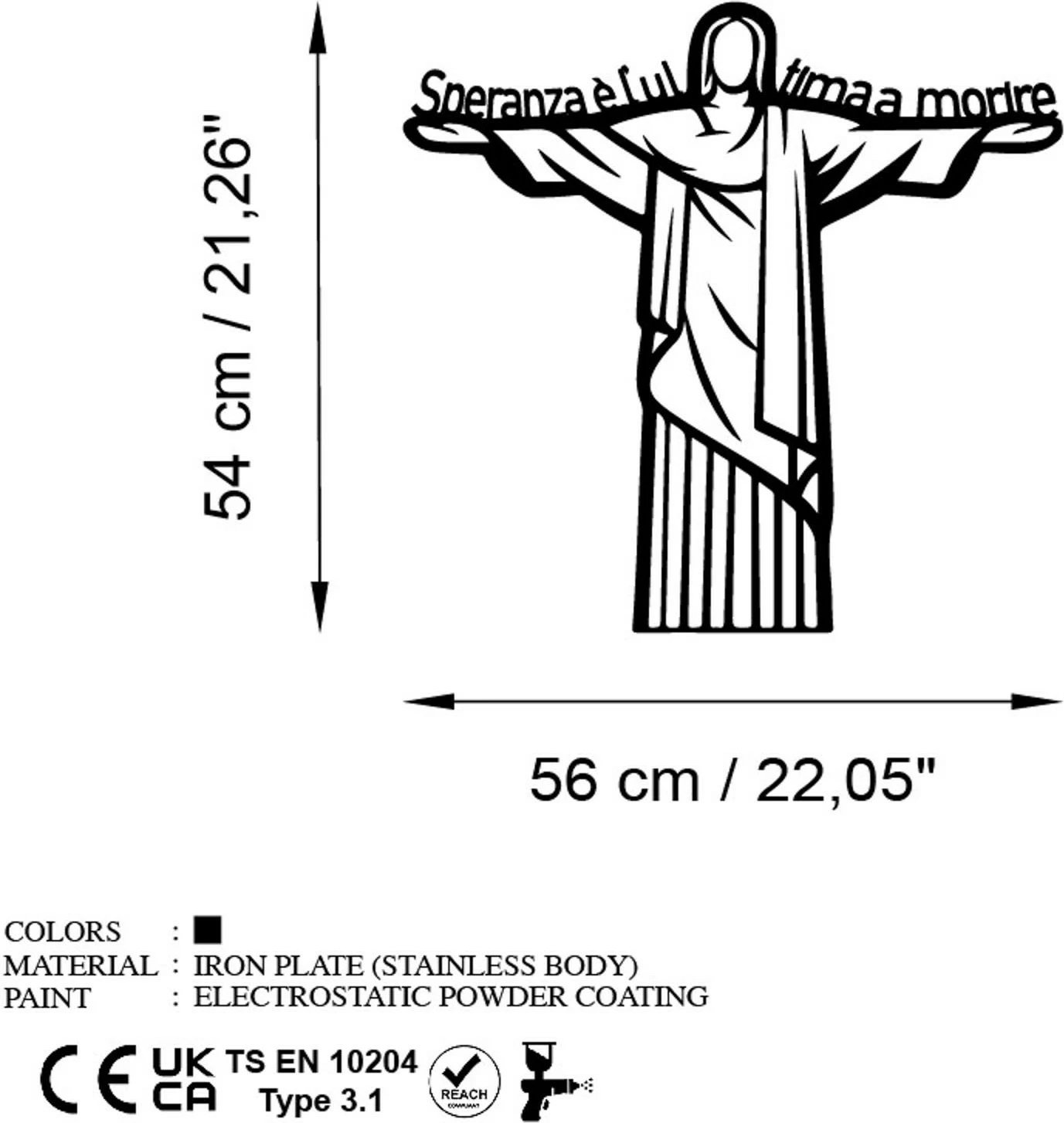 Aksesor dekorativ metalik për mur, Wallity La Speranza 4, ngjyrë e zezë, 56x54cm
