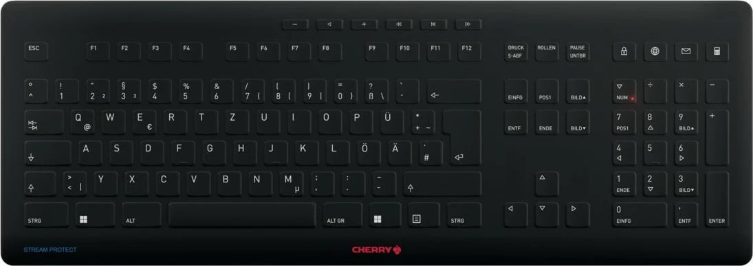 Tastierë Cherry Stream, Wired & Wireless, RF Wireless + USB, QWERTZ, e zezë