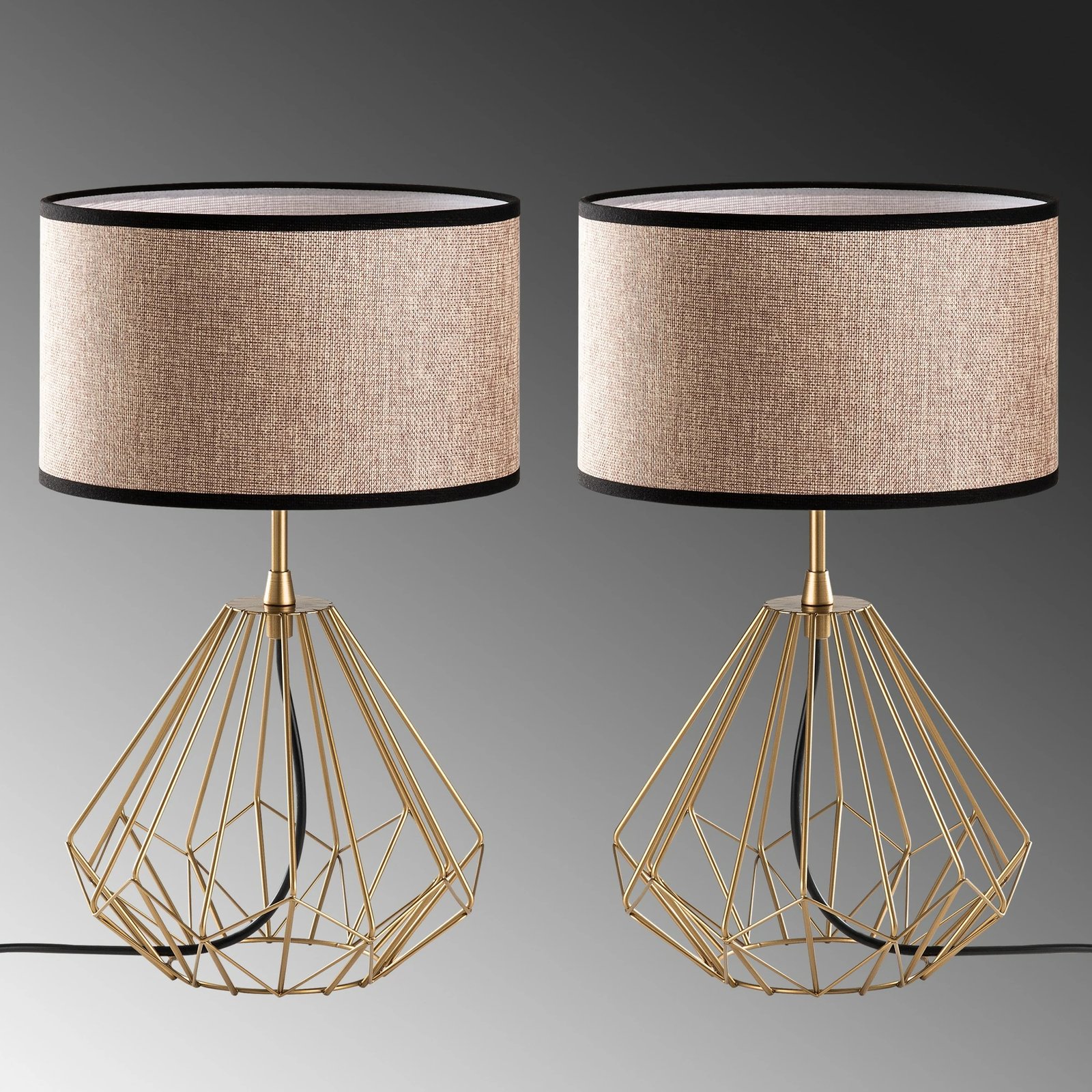 Set llamba tavoline Opviq, model Diamond, ngjyrë ari, S-712, 2 copë