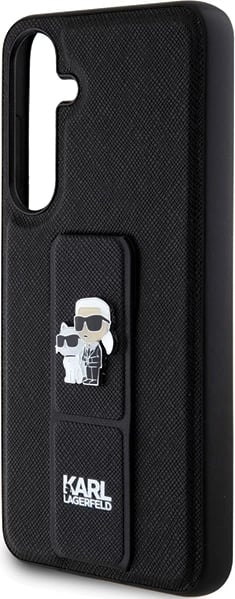 Mbështjellës Karl Lagerfeld Gripstand Saffiano Karl&Choupette Pins për Samsung Galaxy S24, i zi