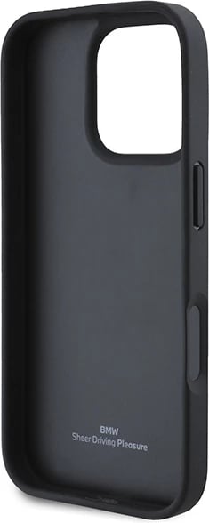 Mbështjellës BMW Leather Hot Stamp për iPhone 16 Pro Max, i zi