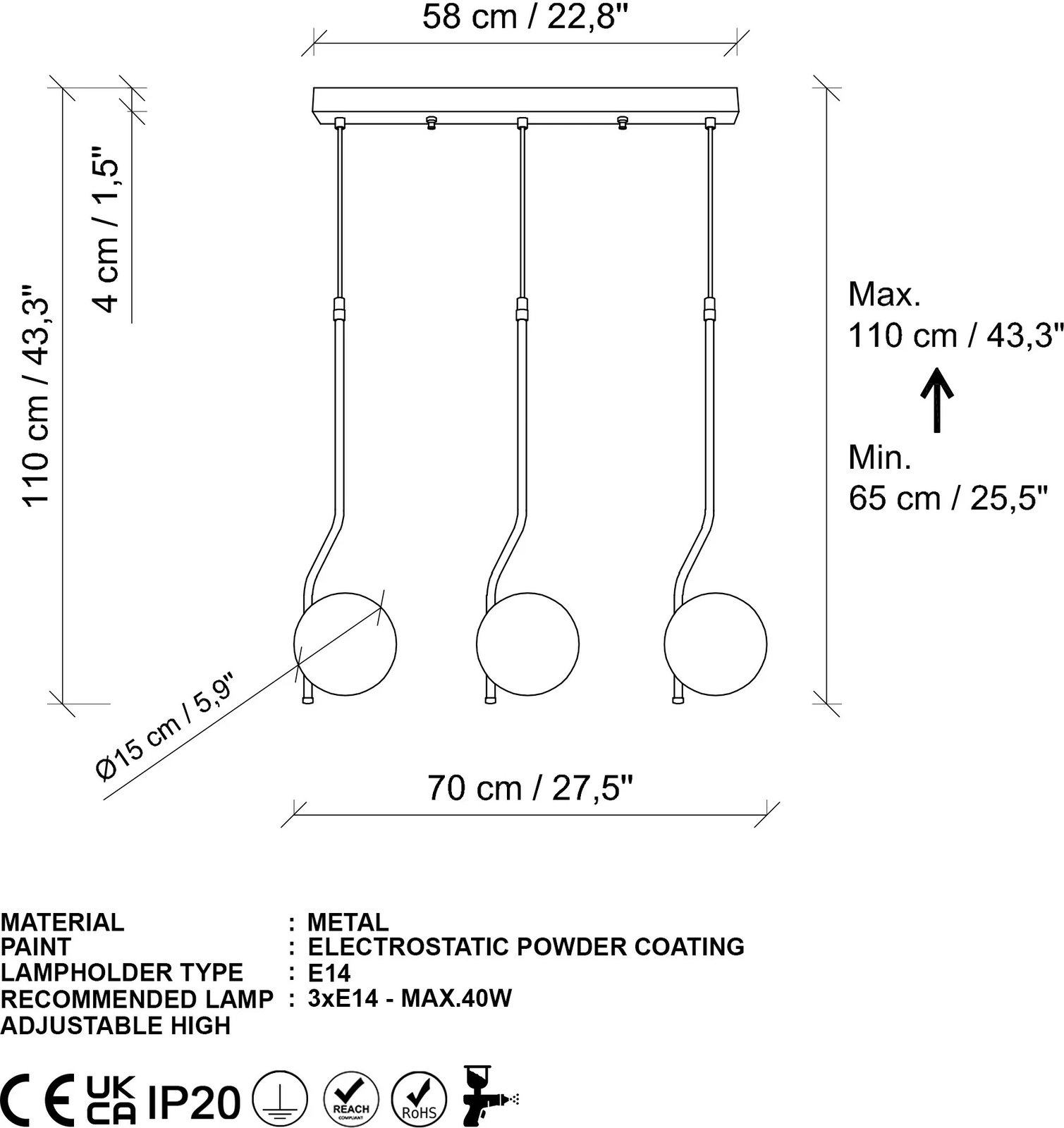 Llambë tavani Opviq, Tulıp, ngjyrë ari, 70x15x110cm