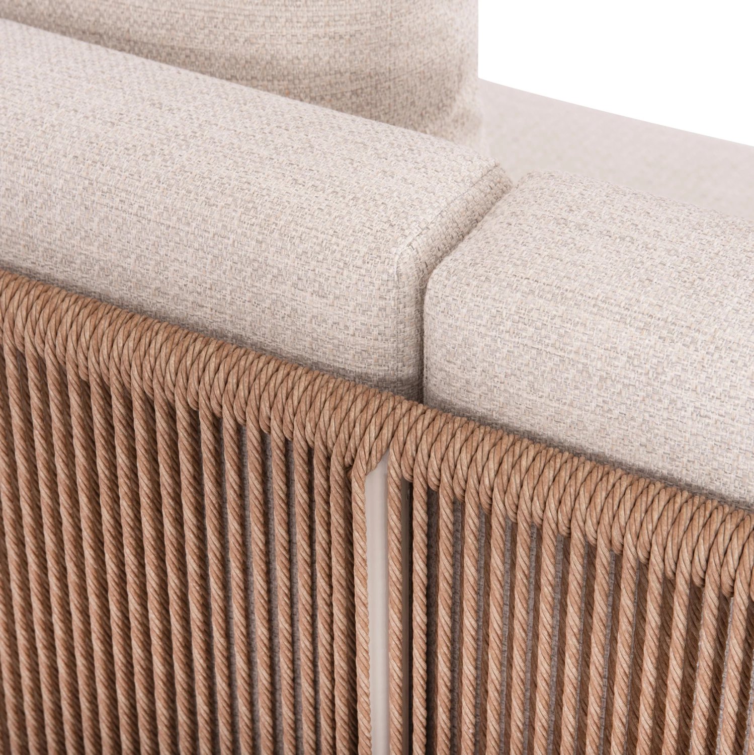 Set lounge për jashtë, 6 pjesë, AURORA, alumin ngjyrë fildishi, thurje bezhë, gur sintetik, CD6170