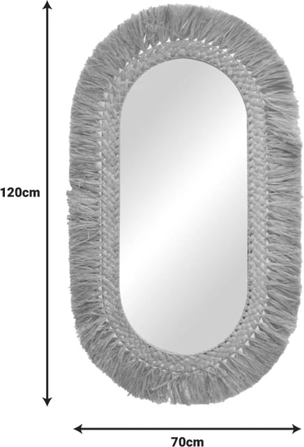 Pasqyrë Bohnile Inart sisal, ngjyrë natyrale, 70x4x120cm