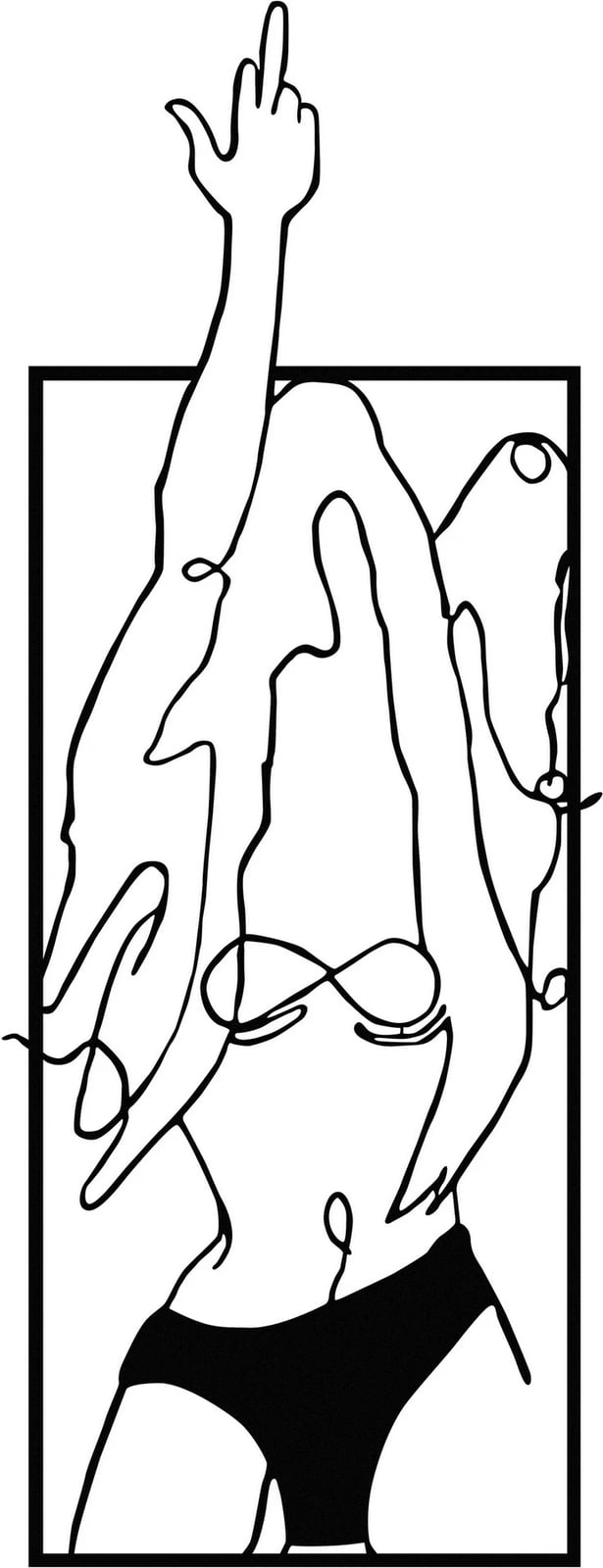 Aksesor dekorativ metalik për mur, Wallity, grua moderne, 24x63cm