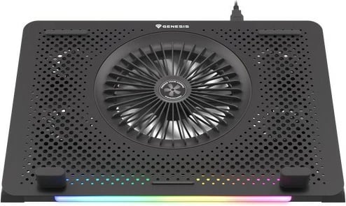 Qëndrim ftohës për laptop Natec Genesis Oxid 450 RGB, 15.6", 5 ventilatorë, USB HUB, i zi