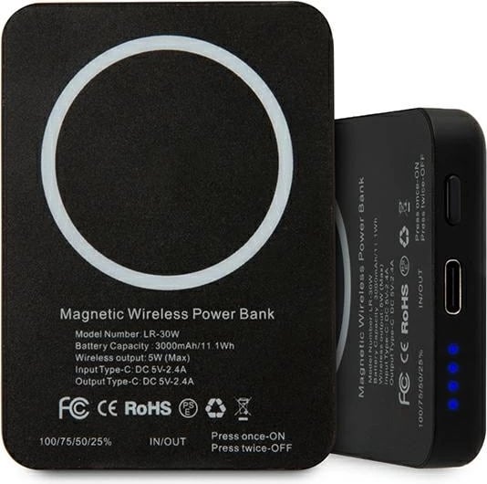 Powerbank induktiv Karl Lagerfeld KLPBMSOIBK, 3000mAh, MagSafe, i zi