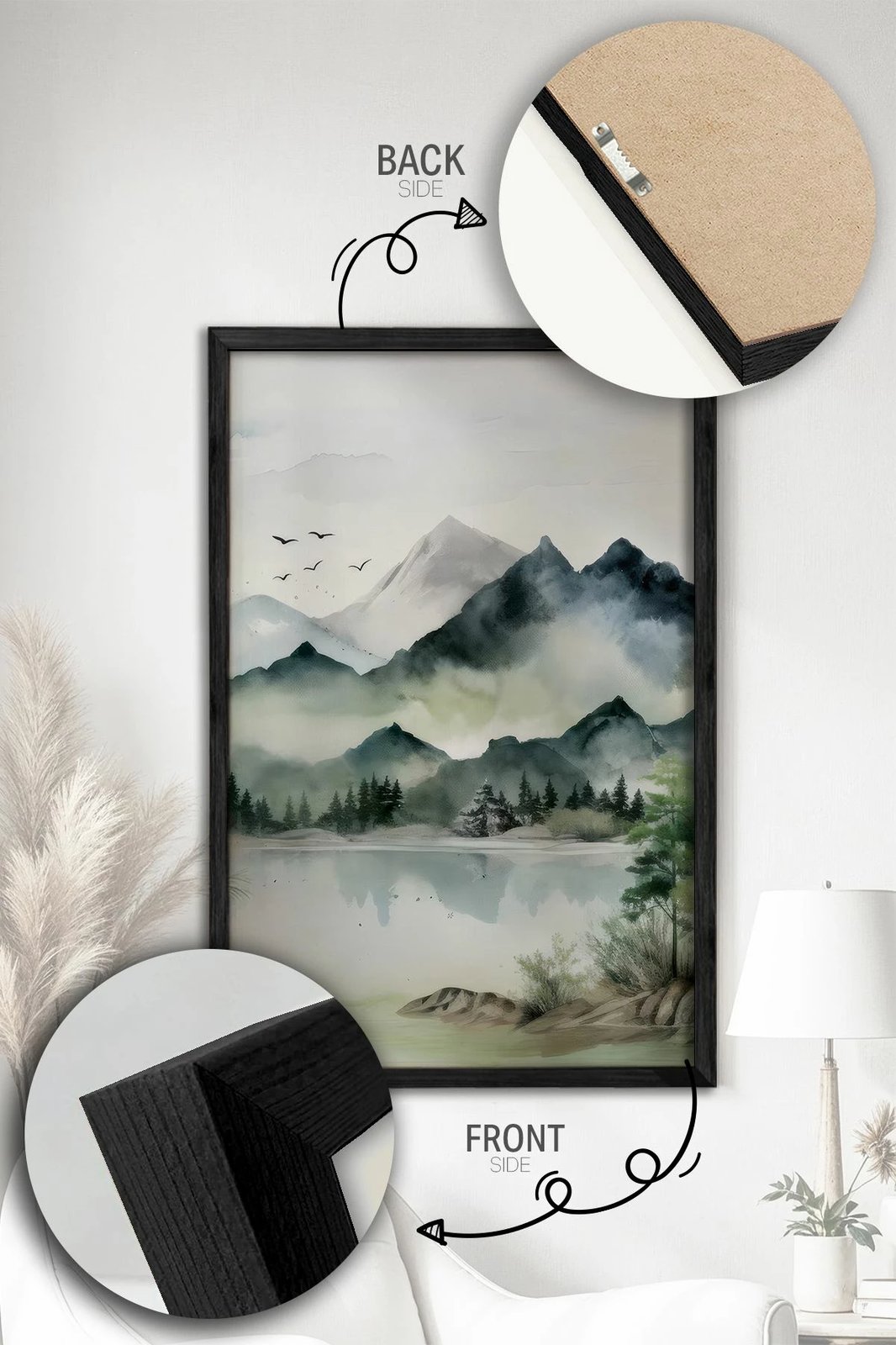 Pikturë dekorative me kornizë (2 copë), Wallity, Ersy2Lımodel24-Sıyah