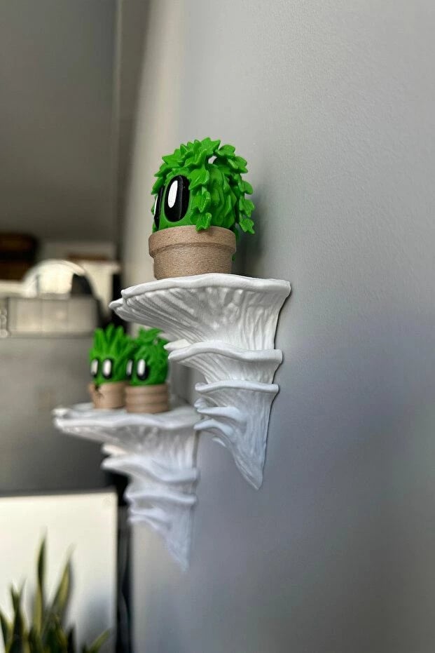 Set rafte plastikë shumëpërdorimësh (2 copë), Evila Originals, kërpudhë, i bardhë