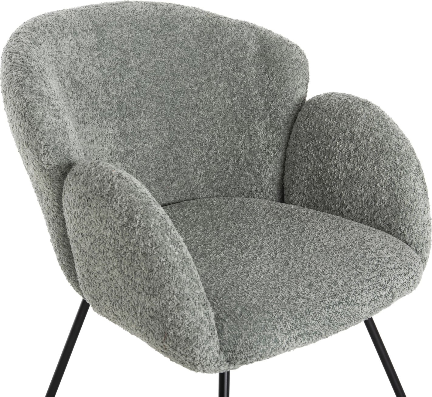 Karrige e rehatshme HARNIS FH9603.05, ngjyrë fistik, bazë metalike e zezë, 59.5x64x77H cm