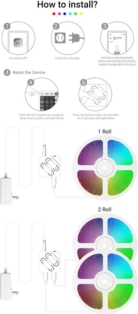 Drita Led SONIT RGBIC 2 Neon-WIFI (Bardhë, 5M 450LED)