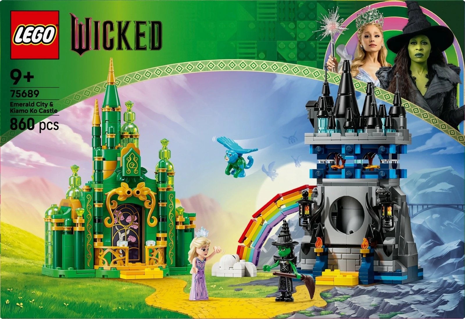 Set ndërtimi LEGO Wicked 75689 Emerald City & Kiamo Ko Castle, 860 pjesë, 9+