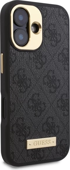 Mbështjellës Guess 4G Logo Plate MagSafe për iPhone 16, Zi