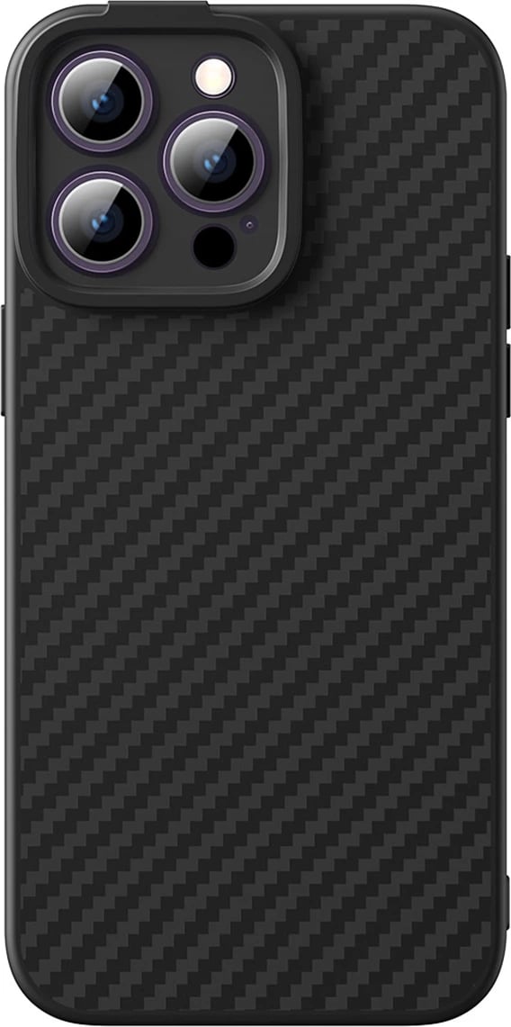 Mbështjellës Baseus Synthetic Fiber për iPhone 14 Pro Max, me xham të temperuar, i zi