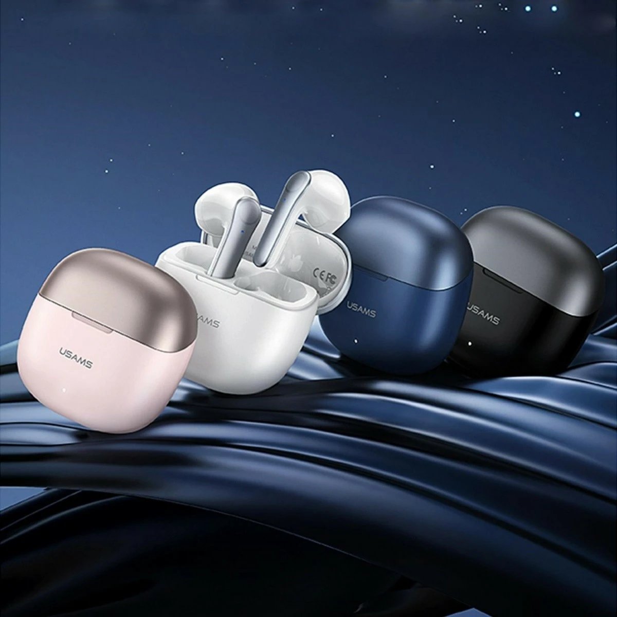 Kufje TWS USAMS XH Series, Bluetooth 5.1, mikrofon i dyfishtë, Blu