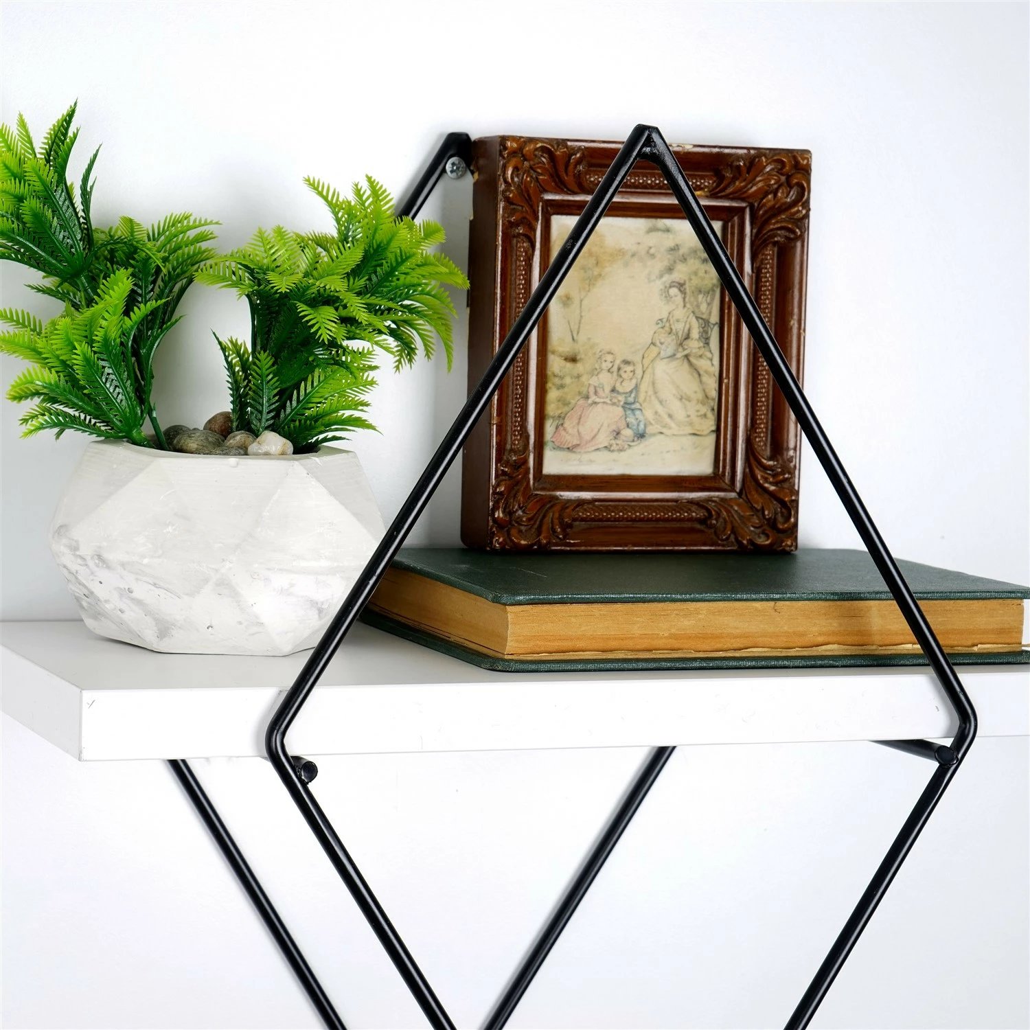 Raft dekorativ metalik për mur Hanah Home, Wr057, i bardhë (2 copë)