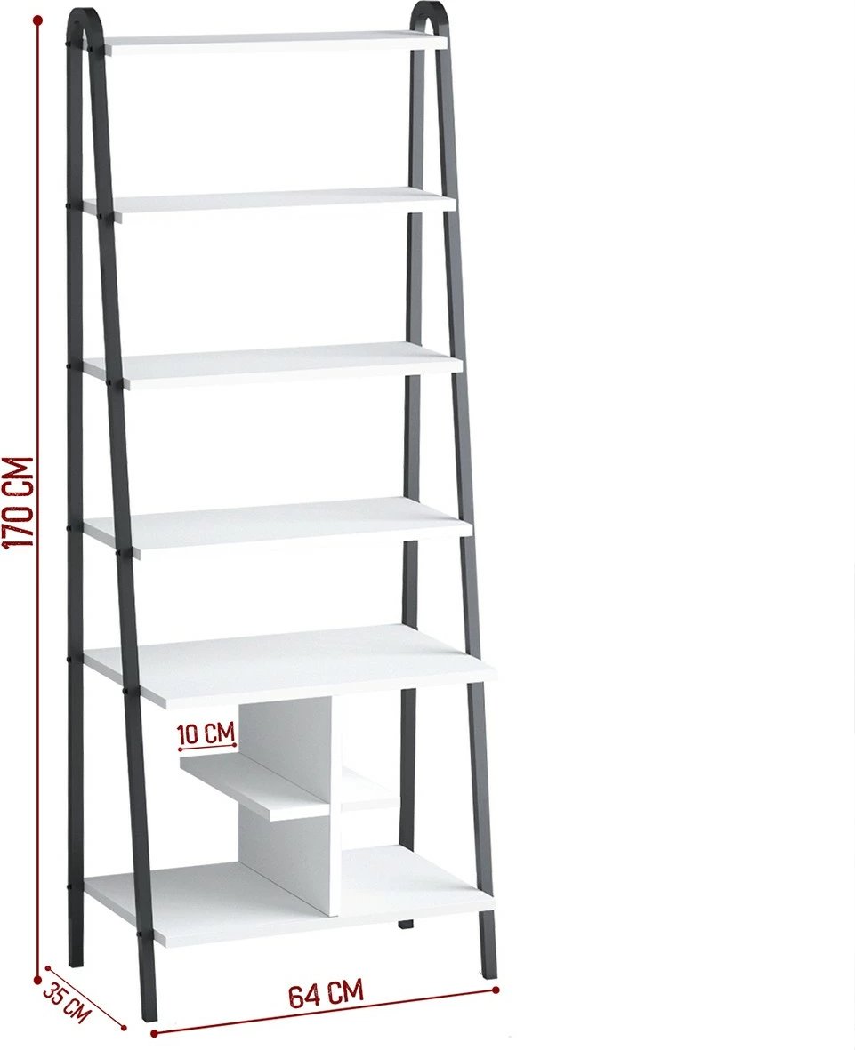 Raft librash Hanah Home, Bruno - zi, bardhë