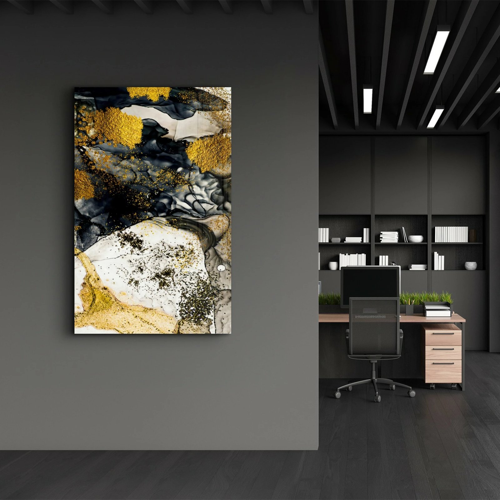 Pikturë dekorative prej xhami të temperuar, shumëngjyrëshe, OGLS-9035, 46x72cm