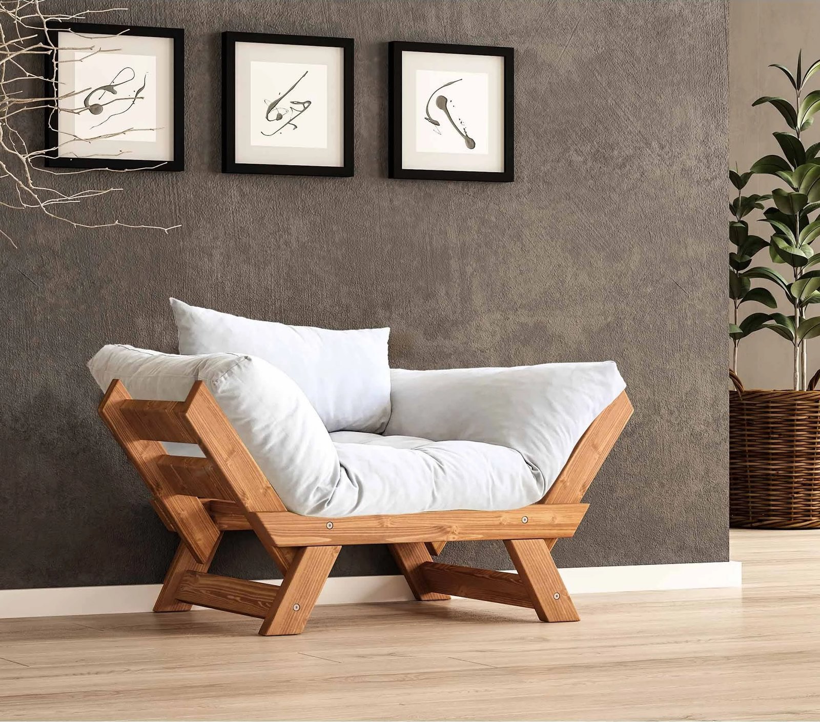 Karrige kopshti një vend, Skye Decor, CPT8151-140, ngjyrë teak dhe e bardhë