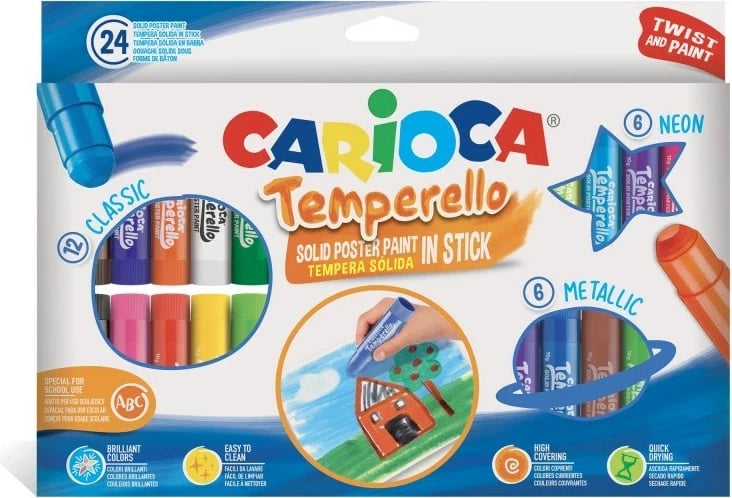 Ngjyra tempera Carioca Temperello, 24 ngjyra, pa emër